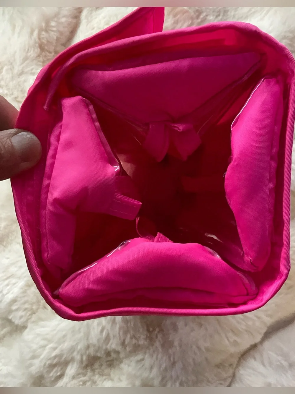 NWOT Joy Mangano Better Beauty Case, hot pink, roll-up travel toiletry organizer